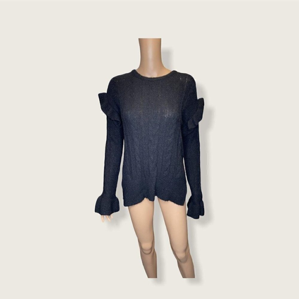 Sanctuary Cable Knit Ruffle Sweater NWT